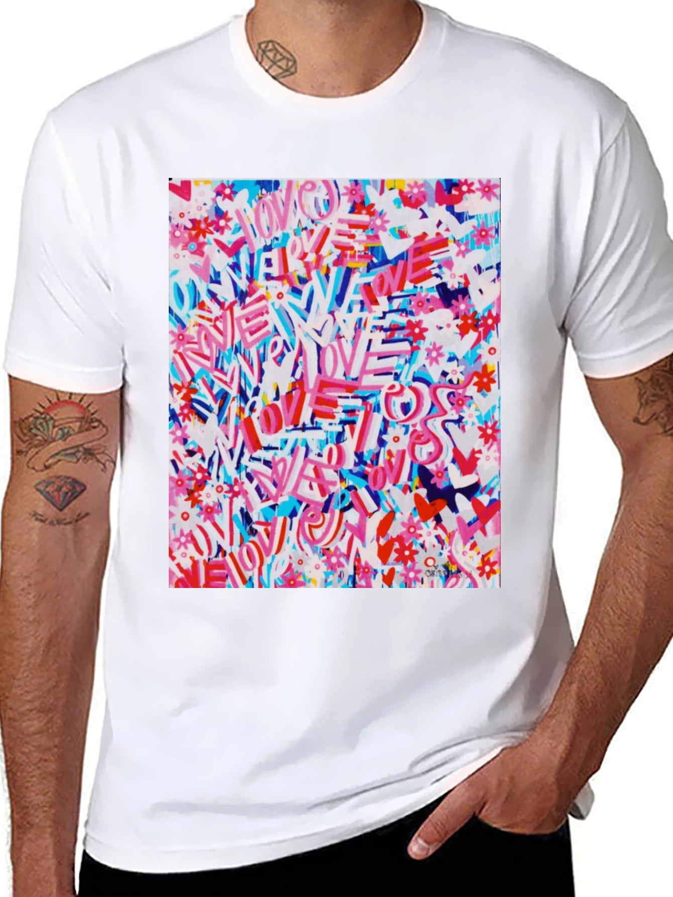 Love Graffiti Graphic Tee - Artistic Streetwear