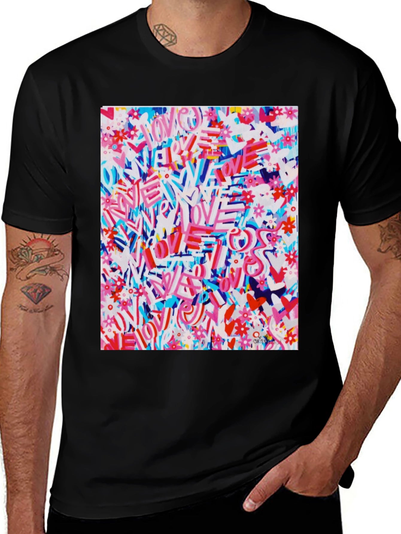 Love Graffiti Graphic Tee - Artistic Streetwear