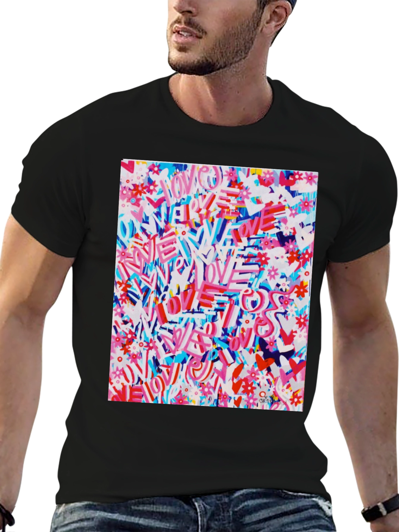 Love Graffiti Graphic Tee - Artistic Streetwear