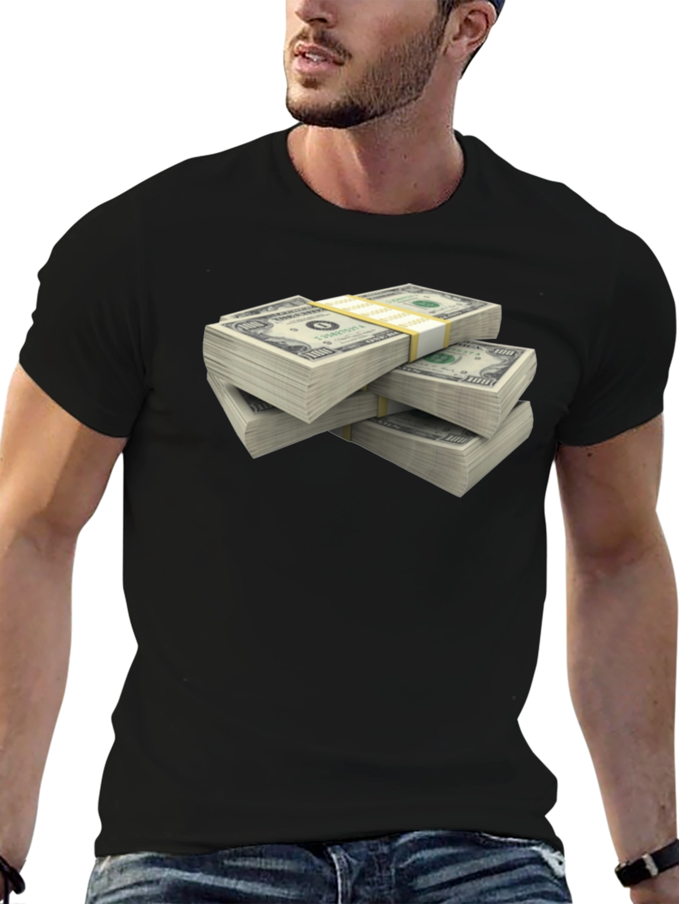 Money Stack Graphic T-Shirt - Black