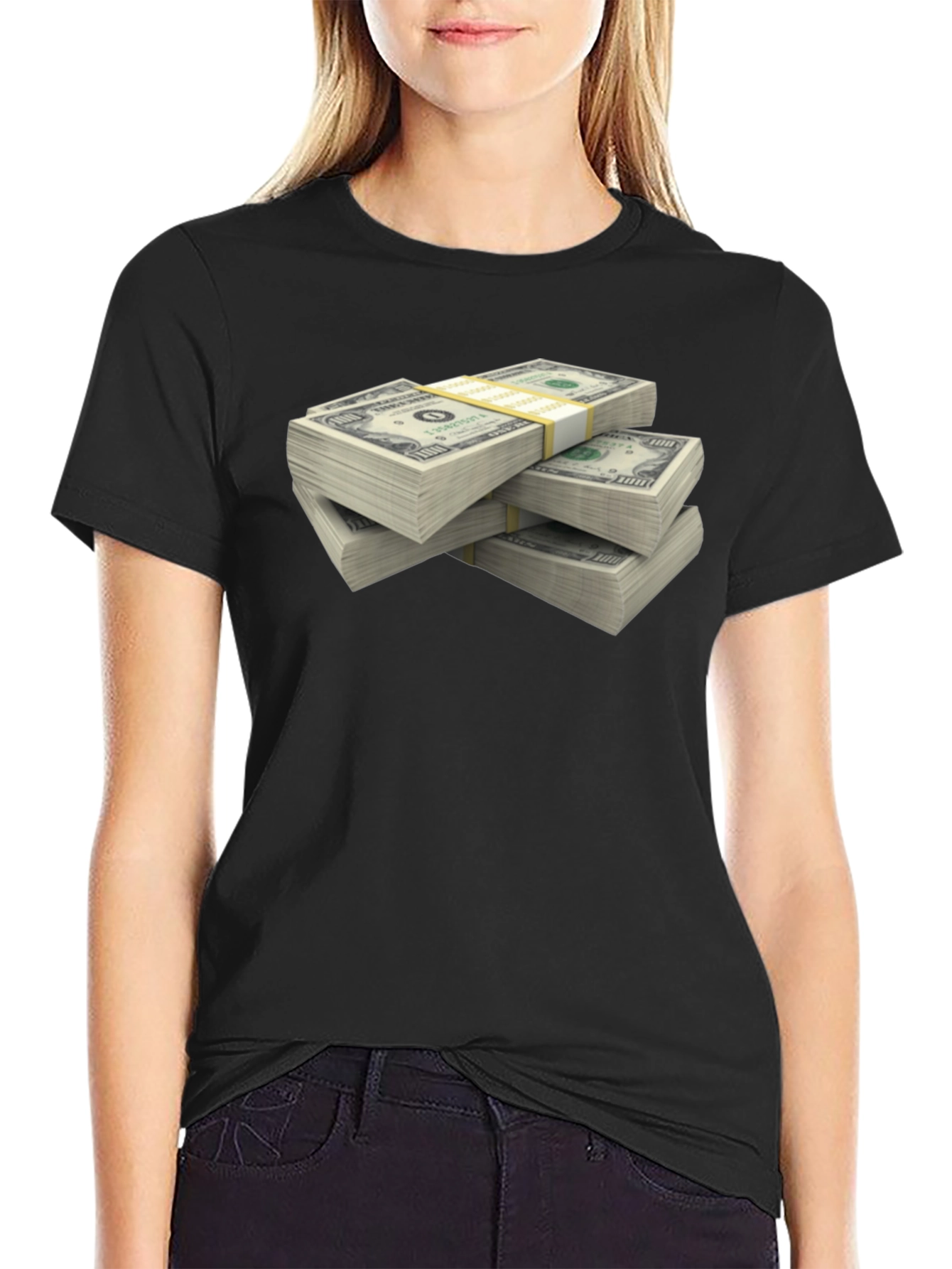 Money Stack Graphic T-Shirt - Black