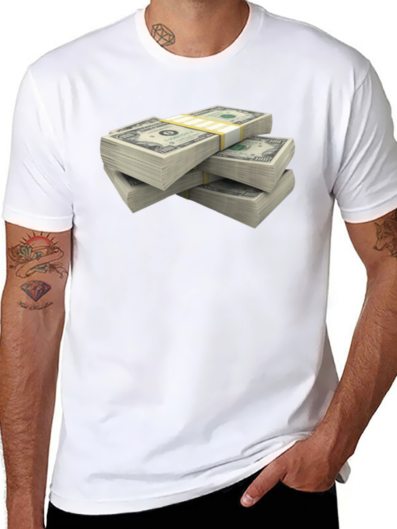 Money Stack Graphic T-Shirt - Black