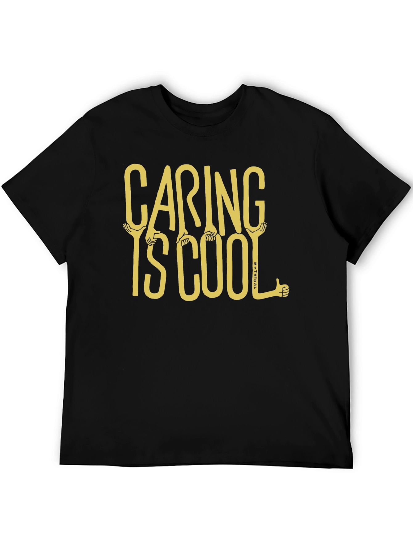 Caring is Cool Graphic Tee - Black Casual T-Shirt