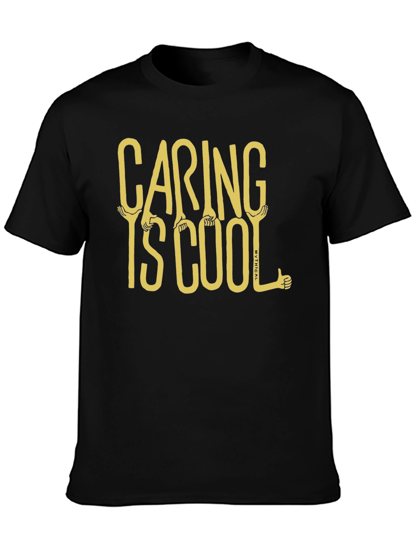 Caring is Cool Graphic Tee - Black Casual T-Shirt