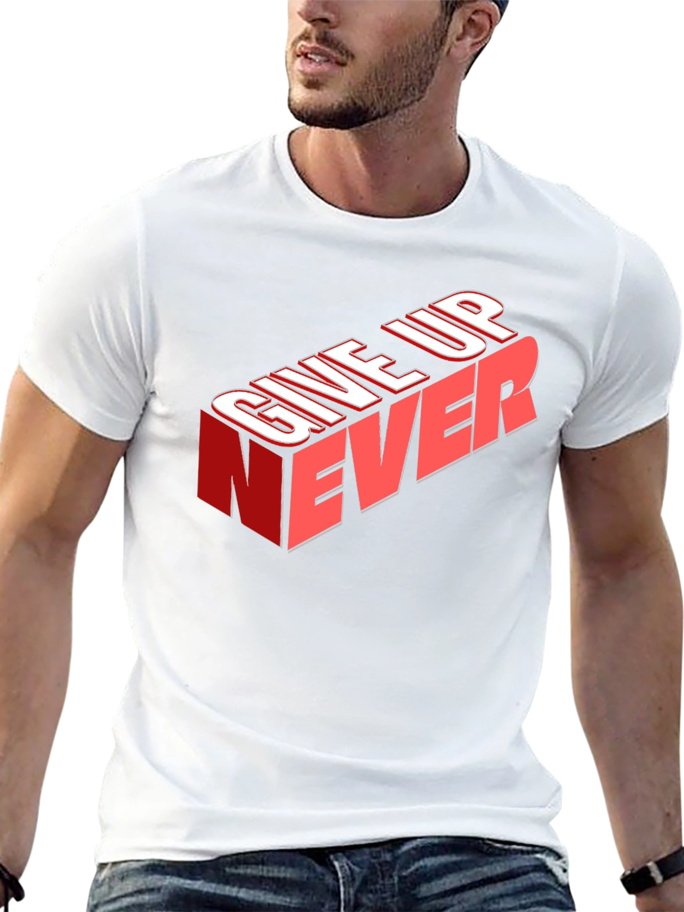Give Up Never Graphic Tee - Motivational T-Shirt