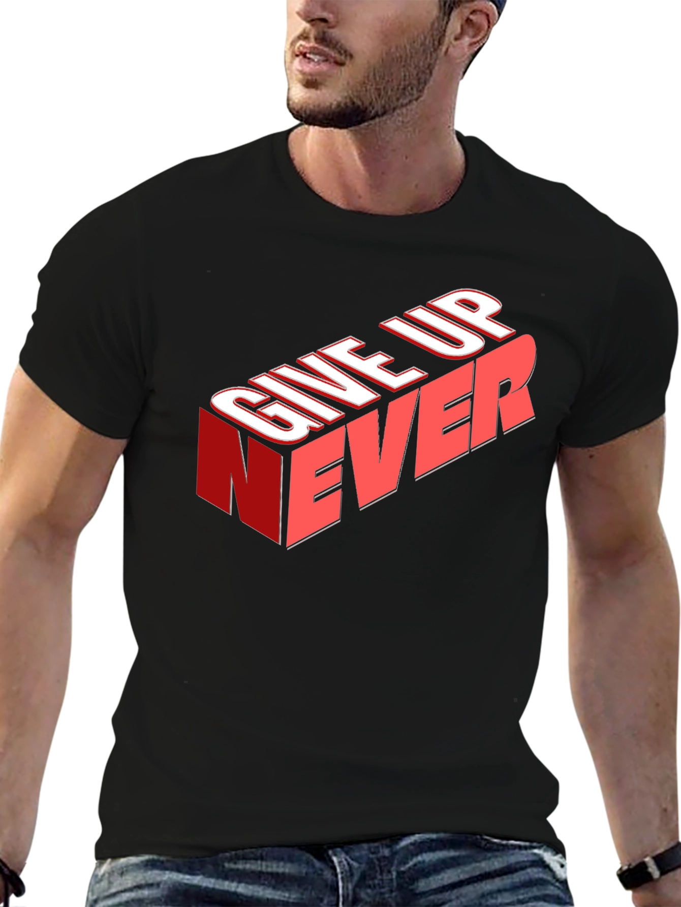 Give Up Never Graphic Tee - Motivational T-Shirt