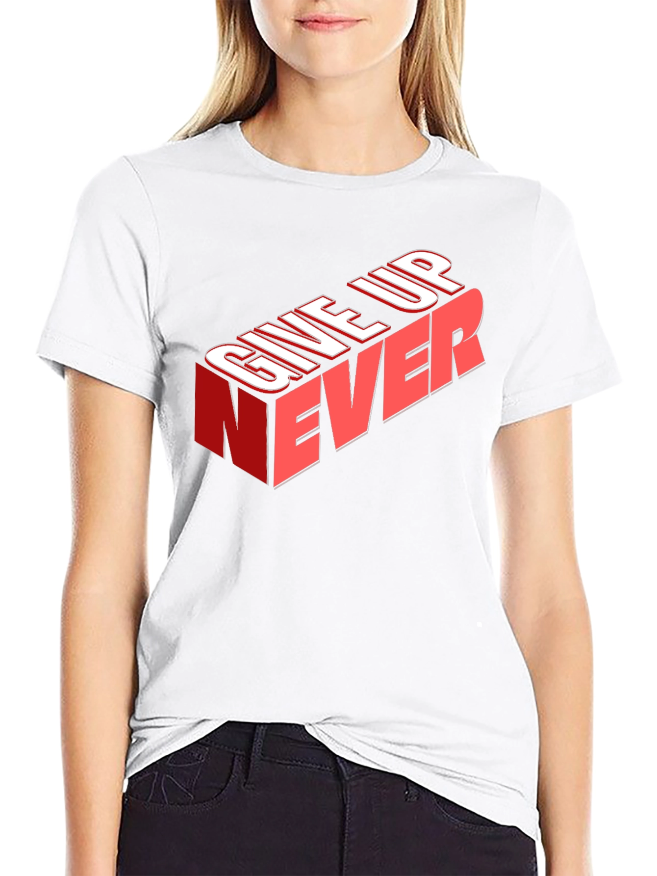 Give Up Never Graphic Tee - Motivational T-Shirt