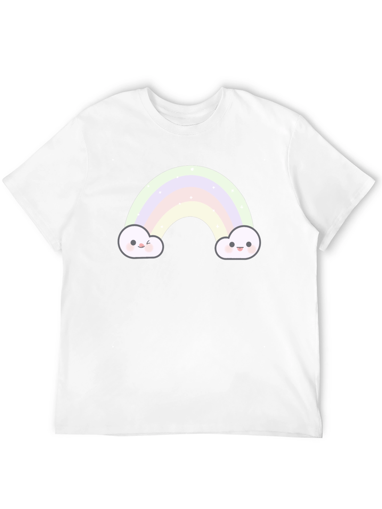 Cute Rainbow Cloud Graphic Tee - Black