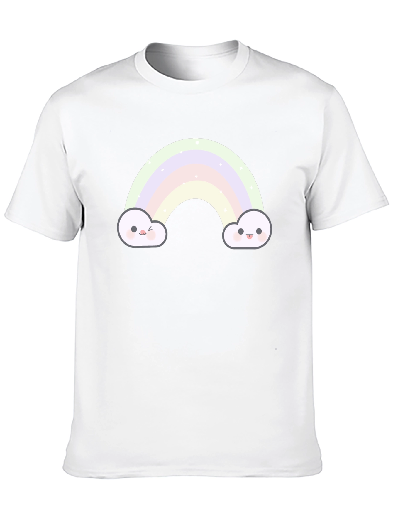 Cute Rainbow Cloud Graphic Tee - Black