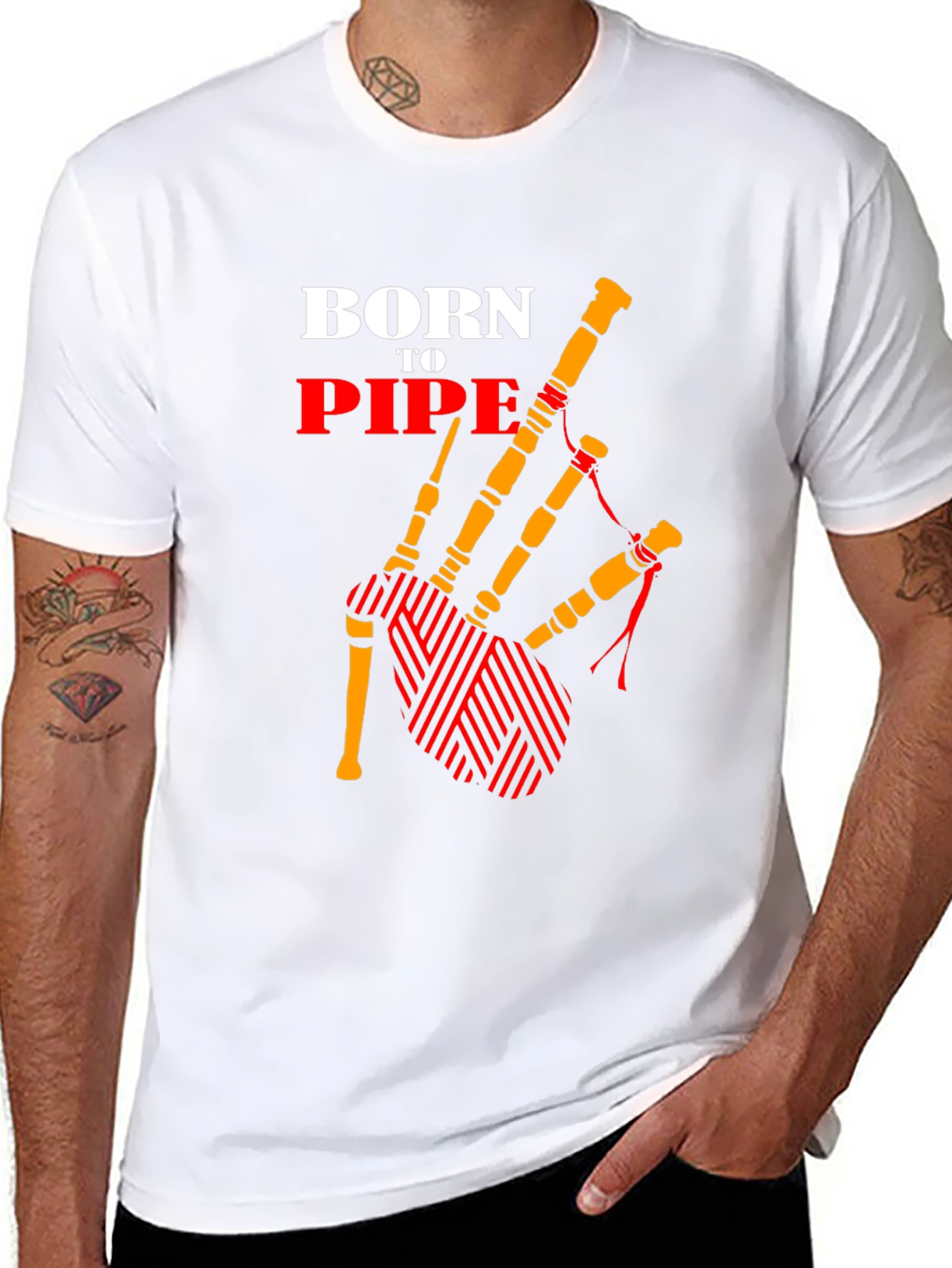 Born to Pipe T-Shirt - Bagpipe Graphic Tee