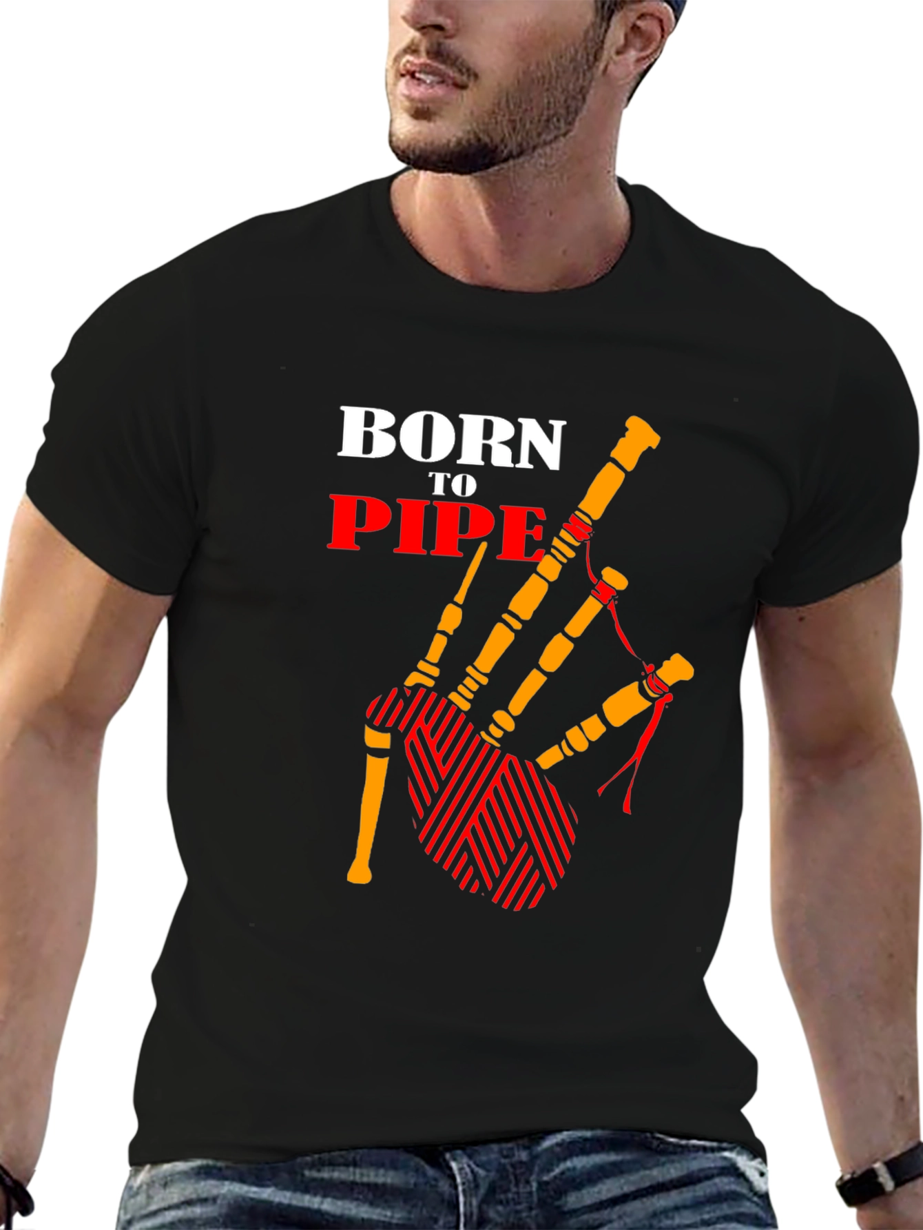Born to Pipe T-Shirt - Bagpipe Graphic Tee