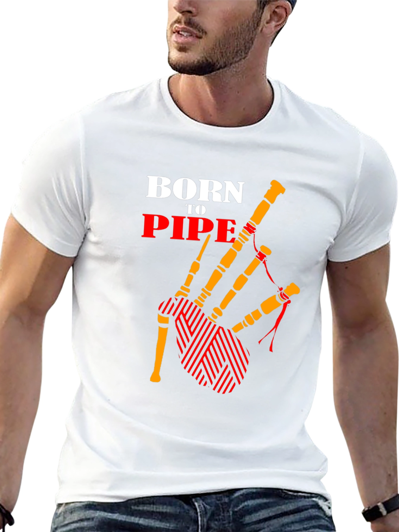 Born to Pipe T-Shirt - Bagpipe Graphic Tee