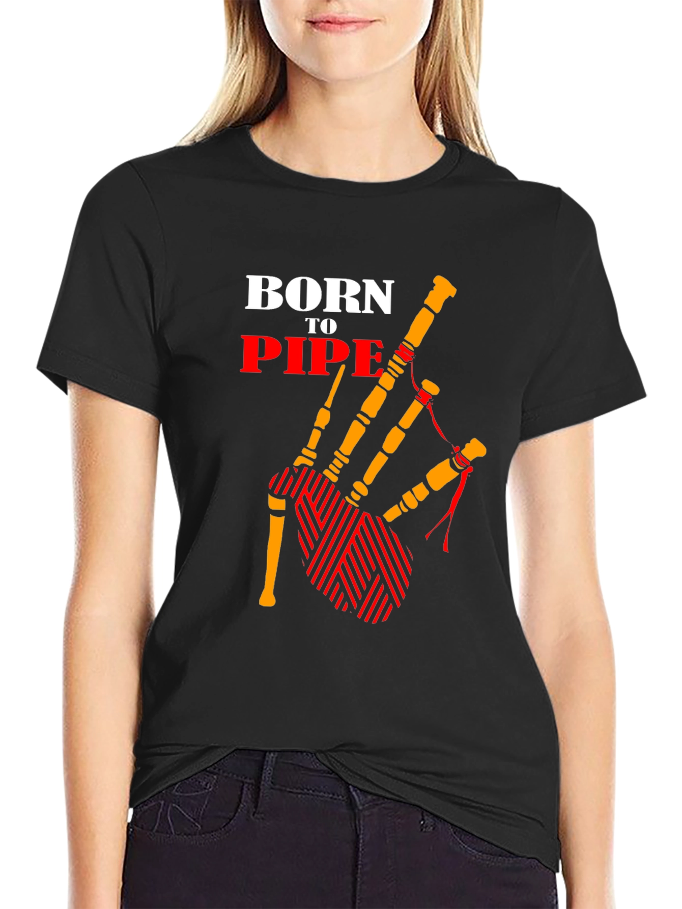 Born to Pipe T-Shirt - Bagpipe Graphic Tee