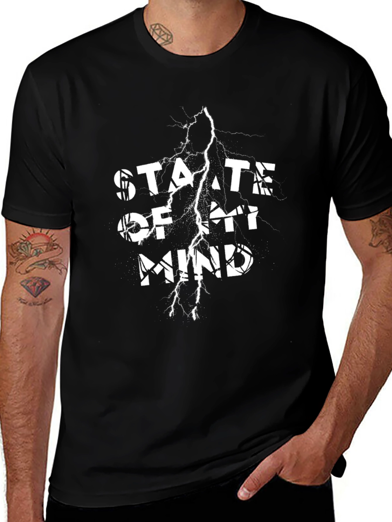 State of Mind Graphic Print Black Tee