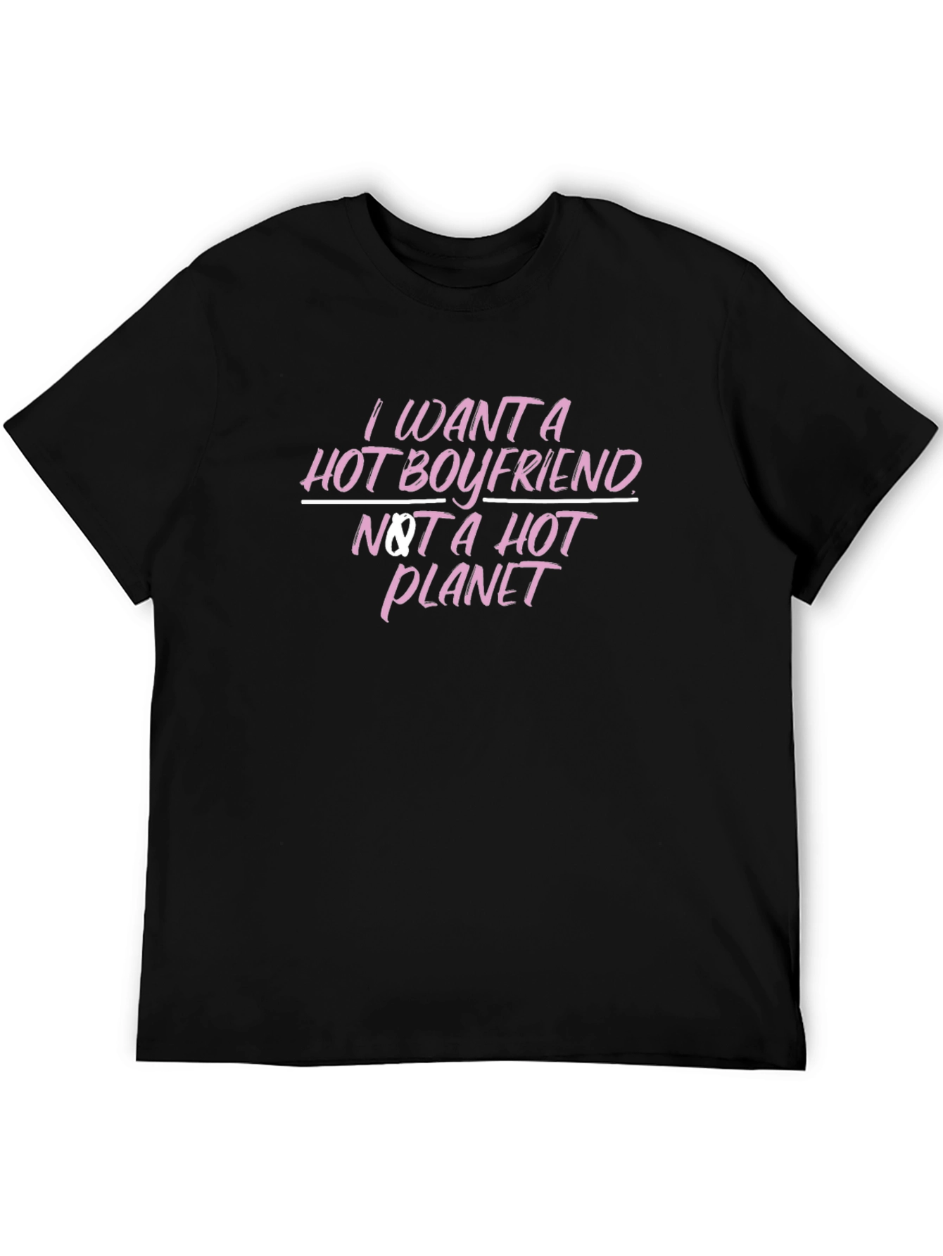 Hot Boyfriend Slogan Tee - Black
