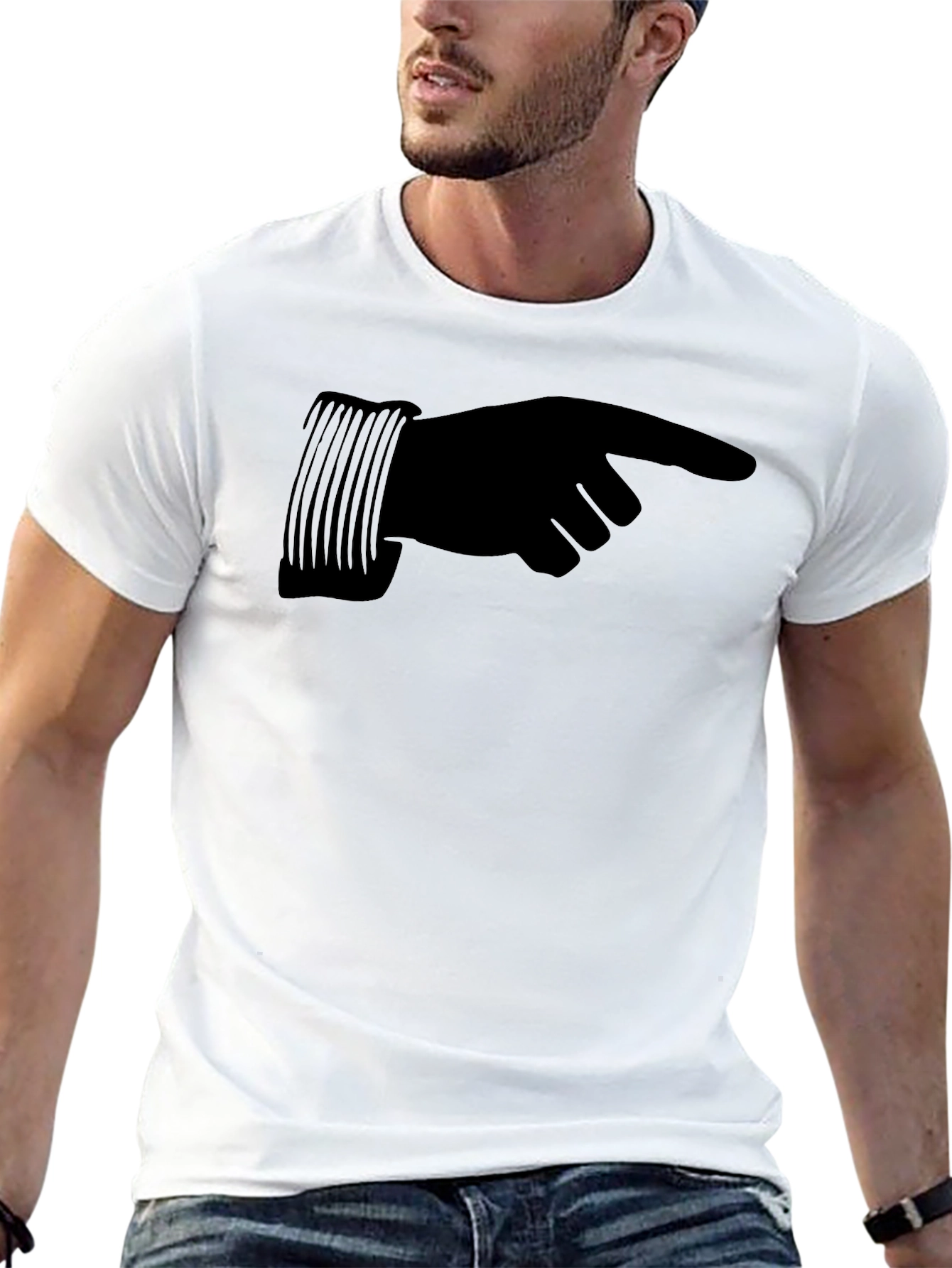 Pointing Hand Graphic T-Shirt - Casual Wear