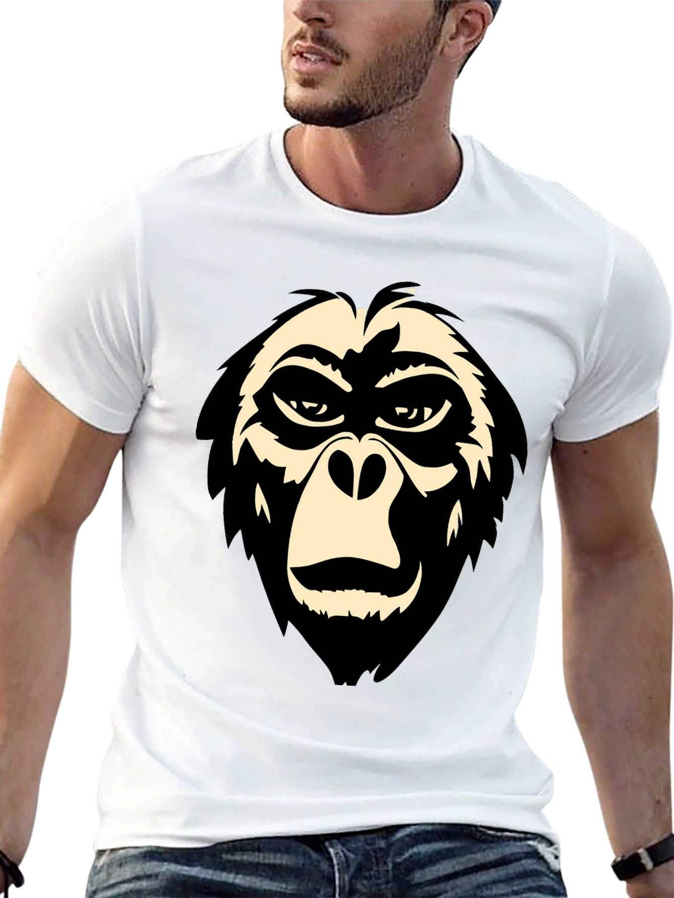 Cool Gorilla Face Graphic Tee - Black T-Shirt