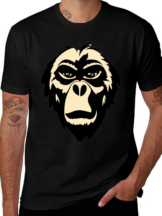Cool Gorilla Face Graphic Tee - Black T-Shirt