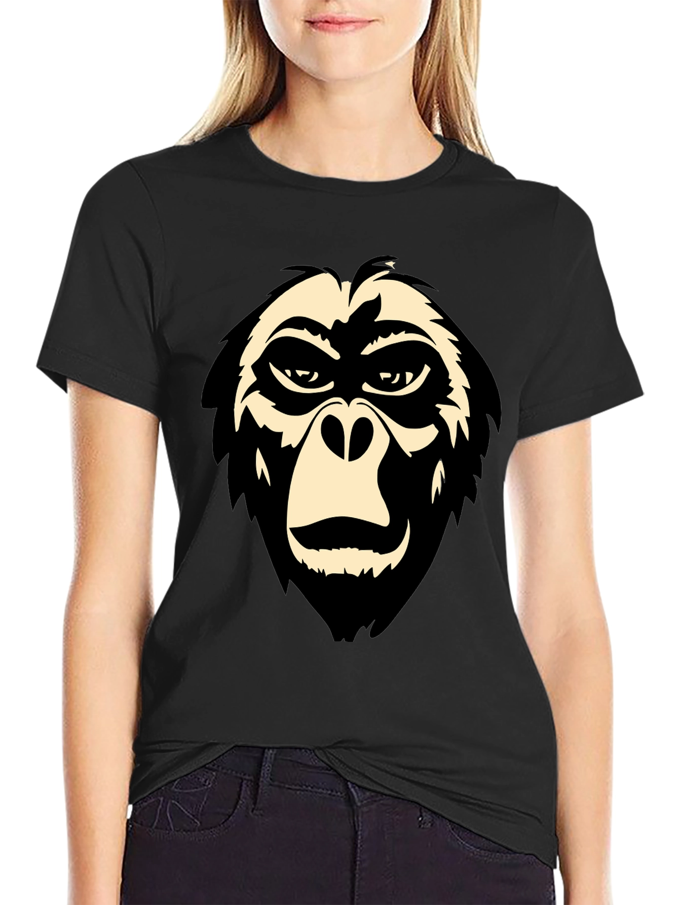 Cool Gorilla Face Graphic Tee - Black T-Shirt