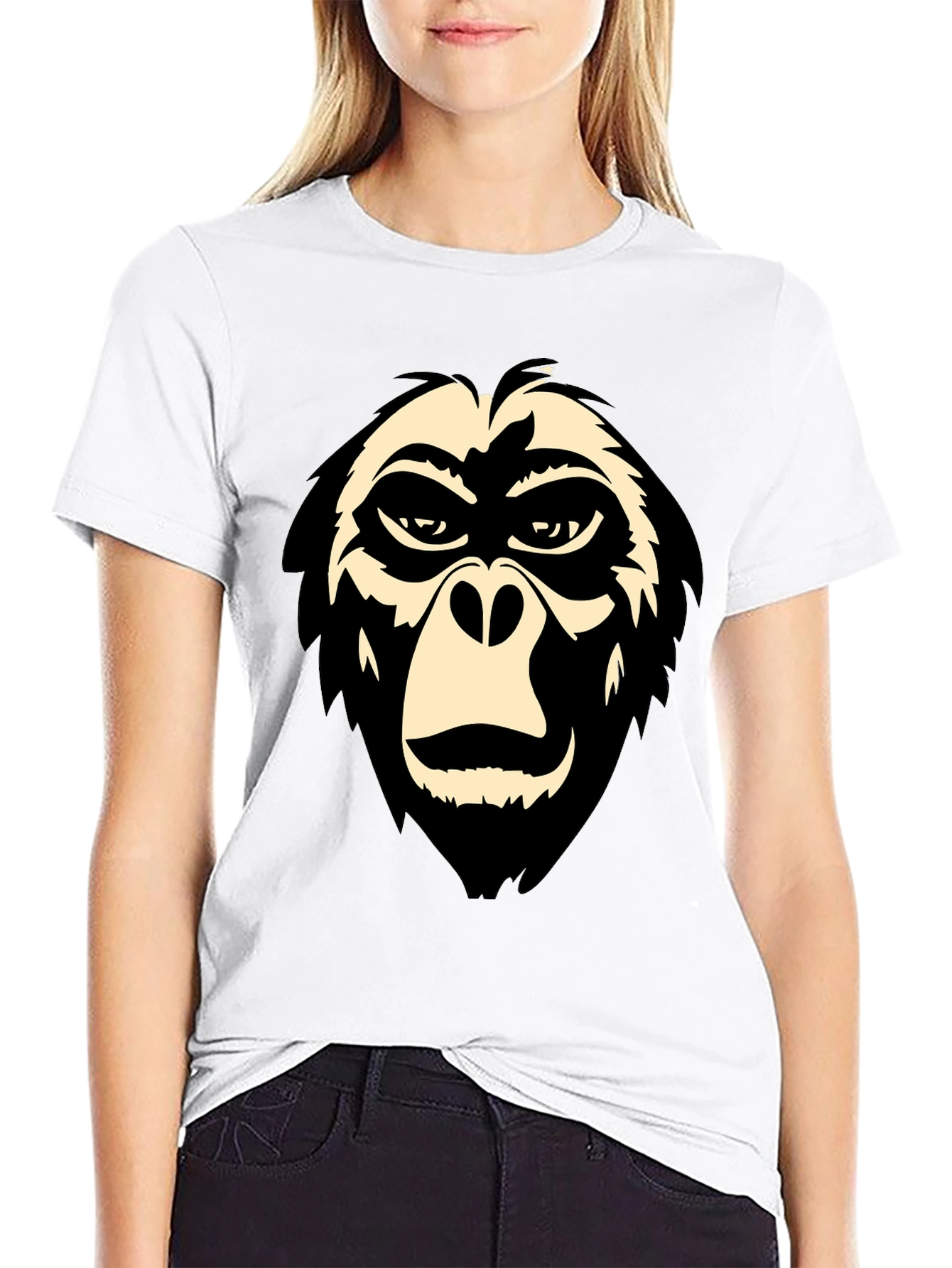 Cool Gorilla Face Graphic Tee - Black T-Shirt