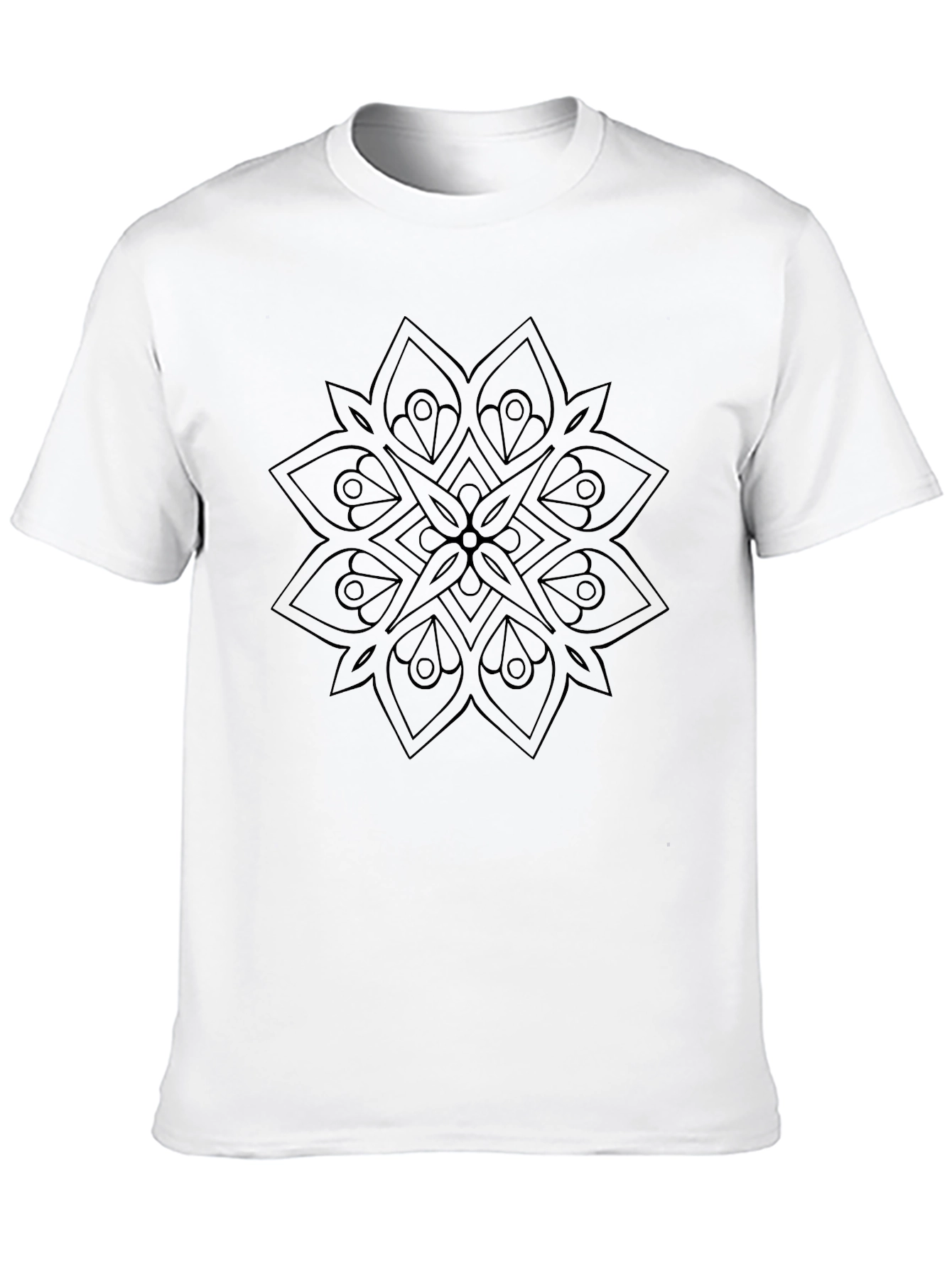 Geometric Mandala Graphic Black Tee Shirt