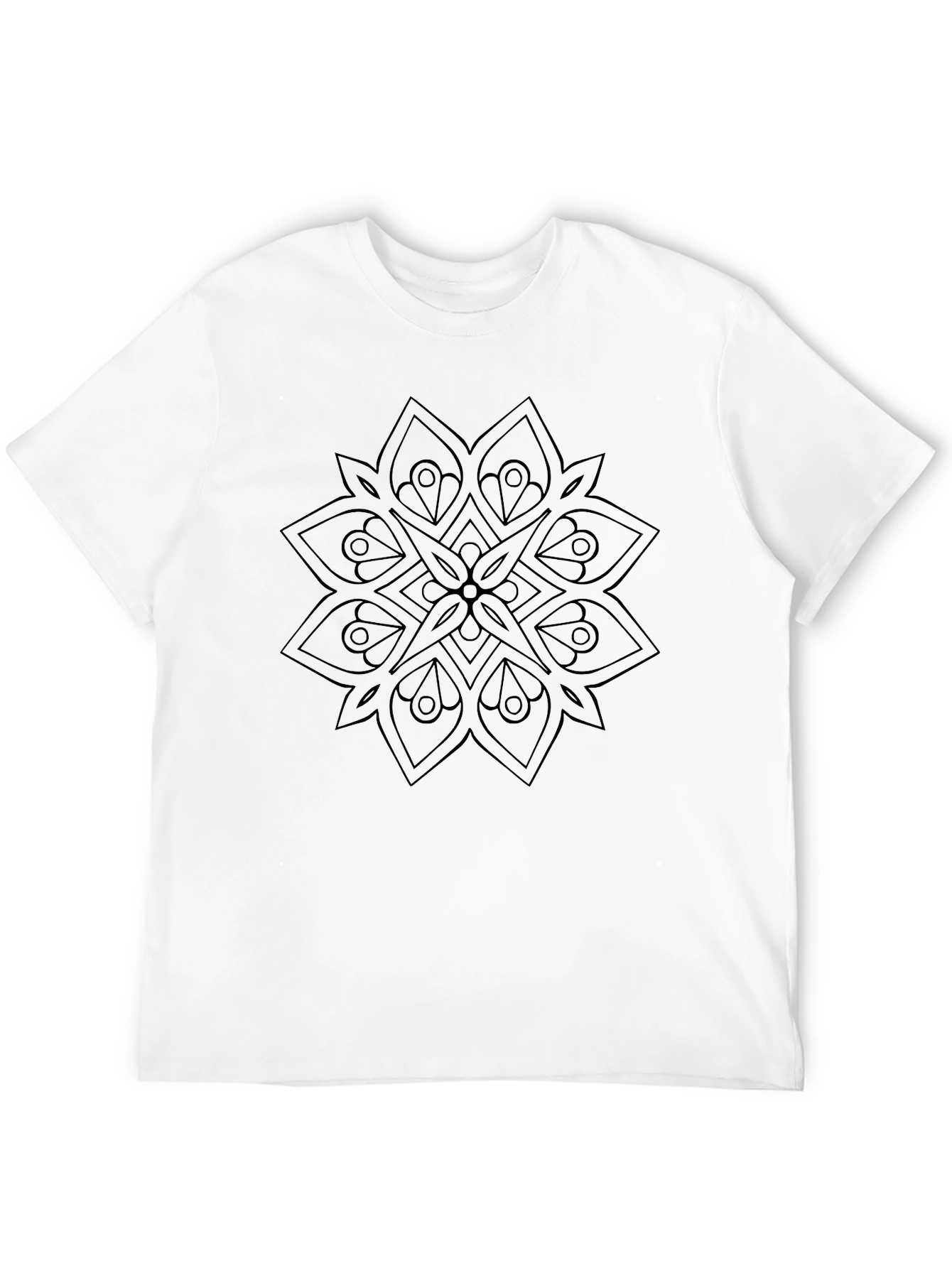 Geometric Mandala Graphic Black Tee Shirt