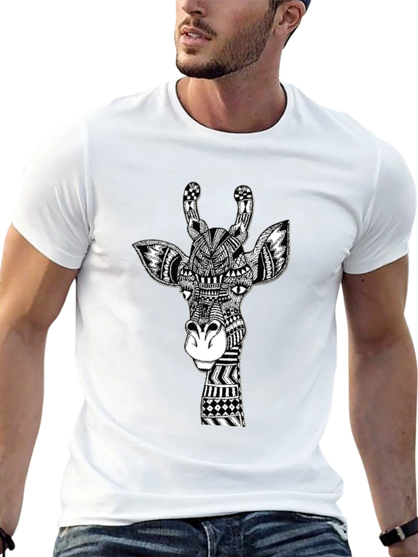 Giraffe Graphic Tee - Artistic Black T-Shirt