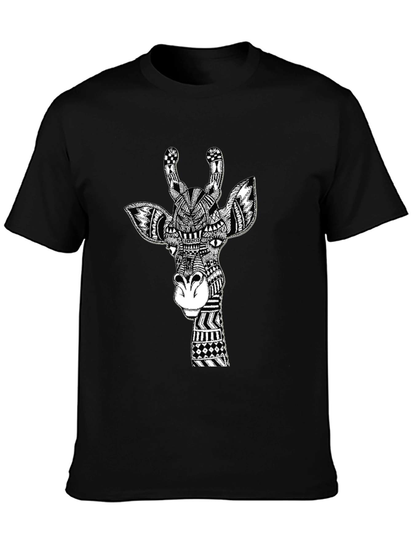 Giraffe Graphic Tee - Artistic Black T-Shirt