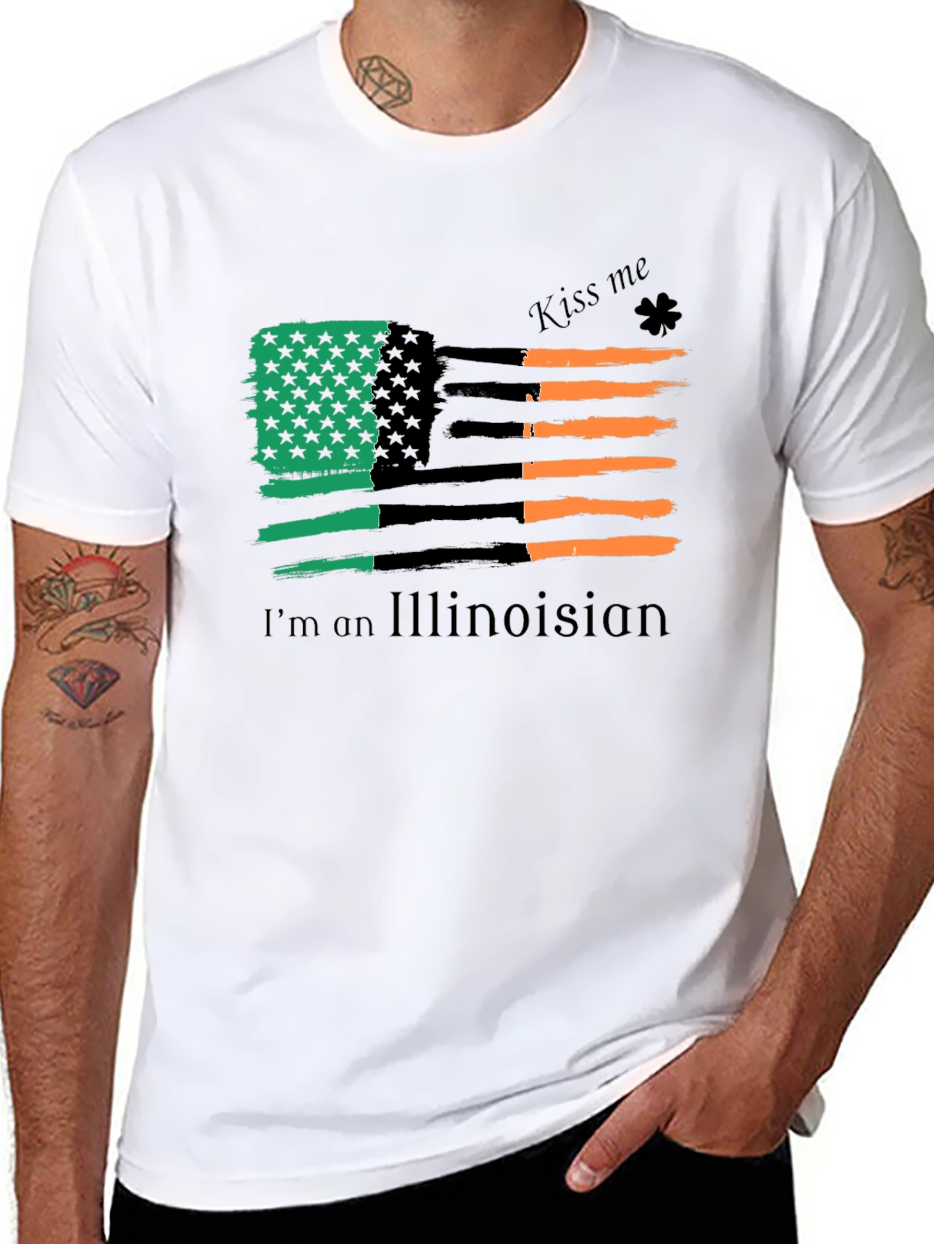 Illinois Irish American Flag St. Patricks Day T-Shirt