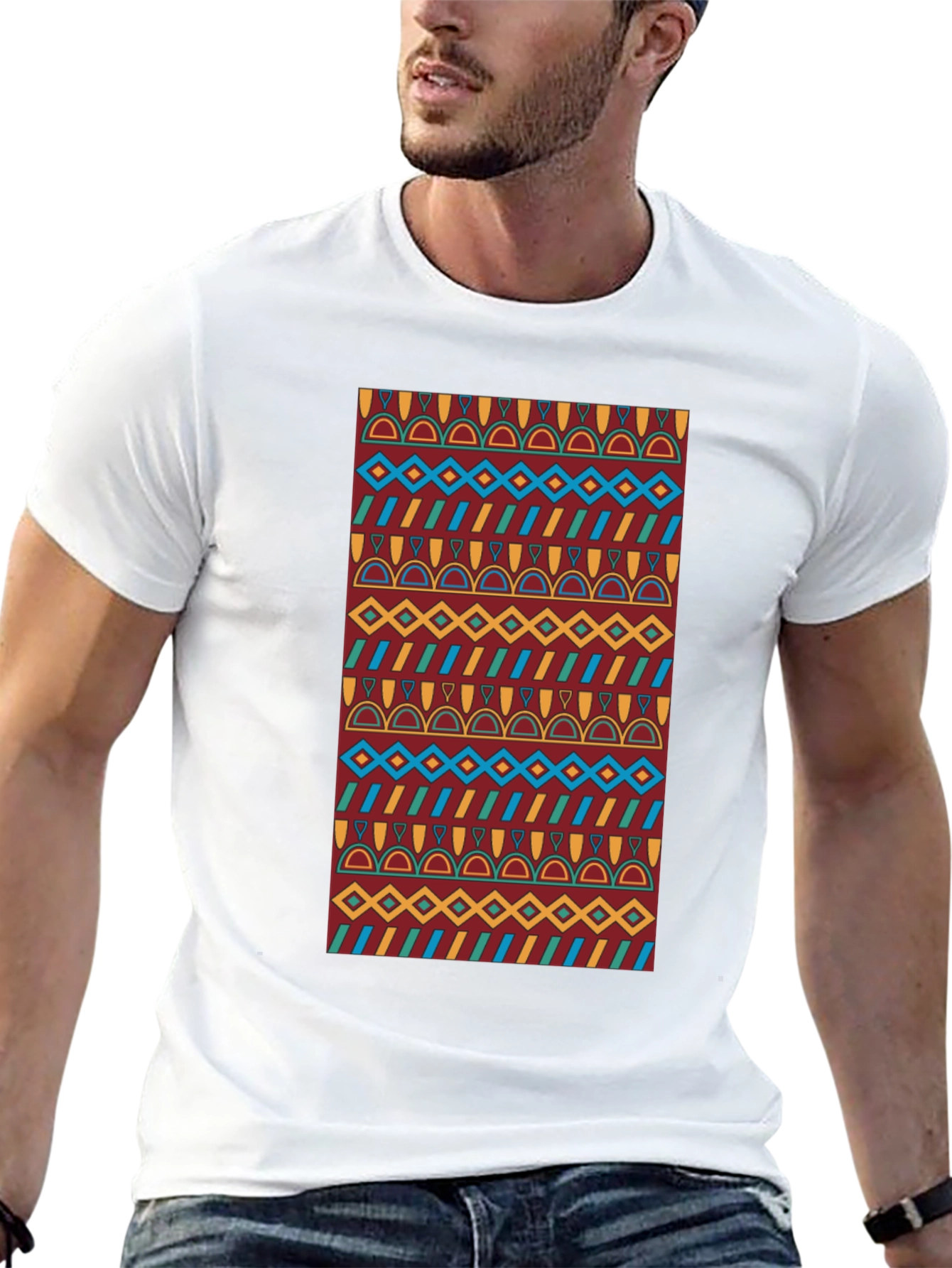 Patterned Graphic Print Tee - Casual Style