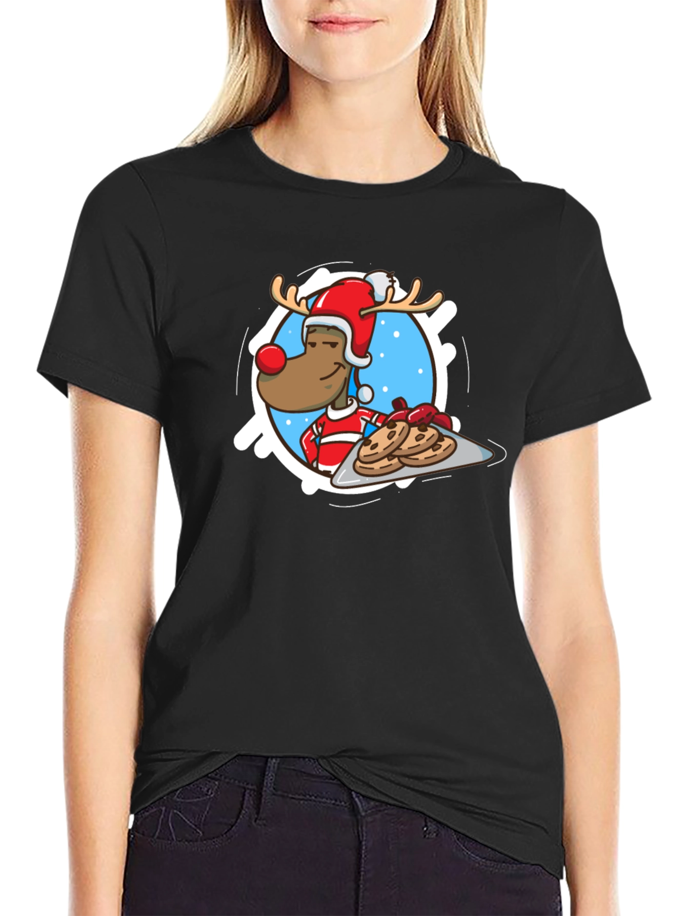 Festive Reindeer Chef T-Shirt - Holiday Cookies!