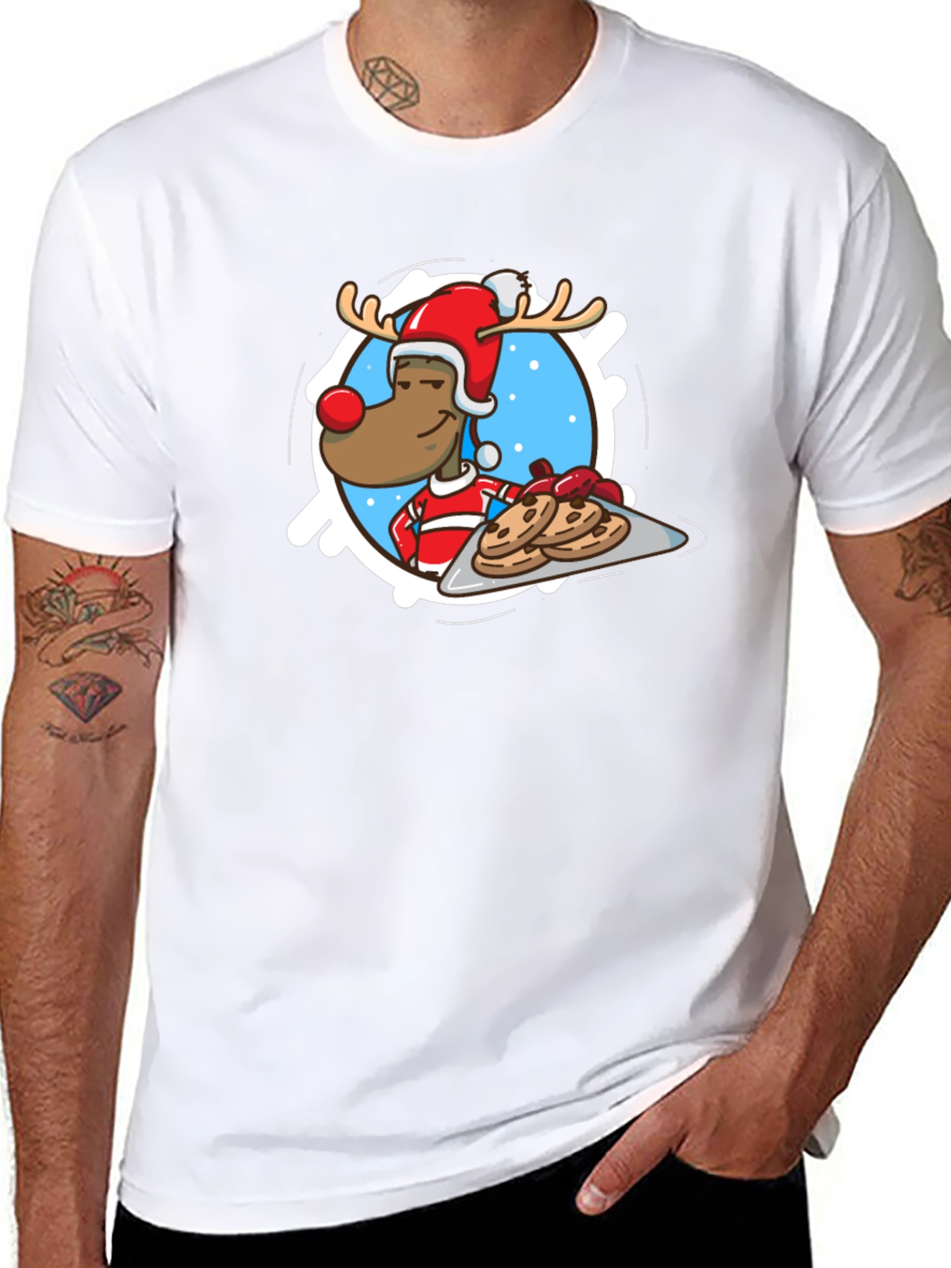 Festive Reindeer Chef T-Shirt - Holiday Cookies!