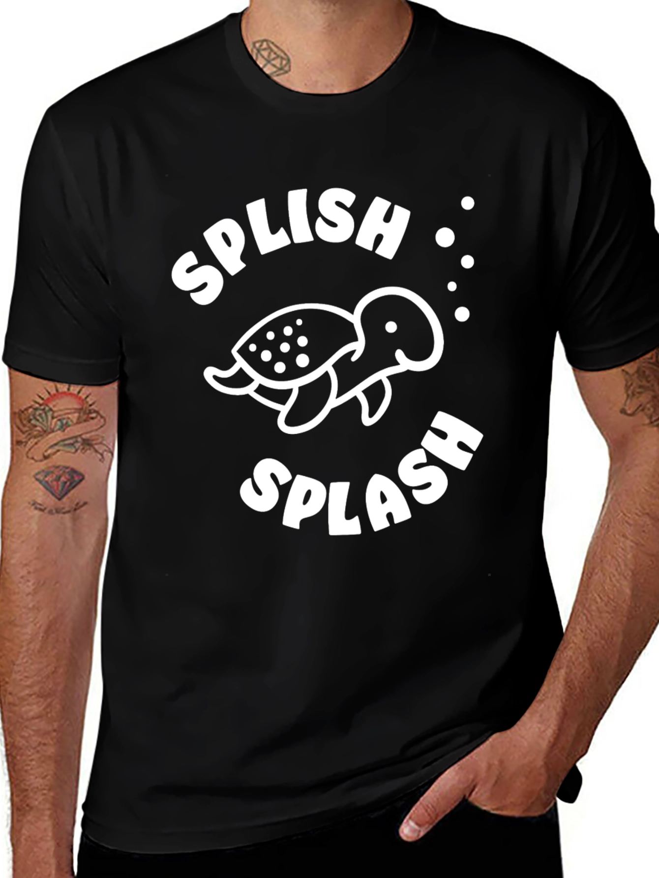 Splish Splash Turtle Graphic Tee - Black