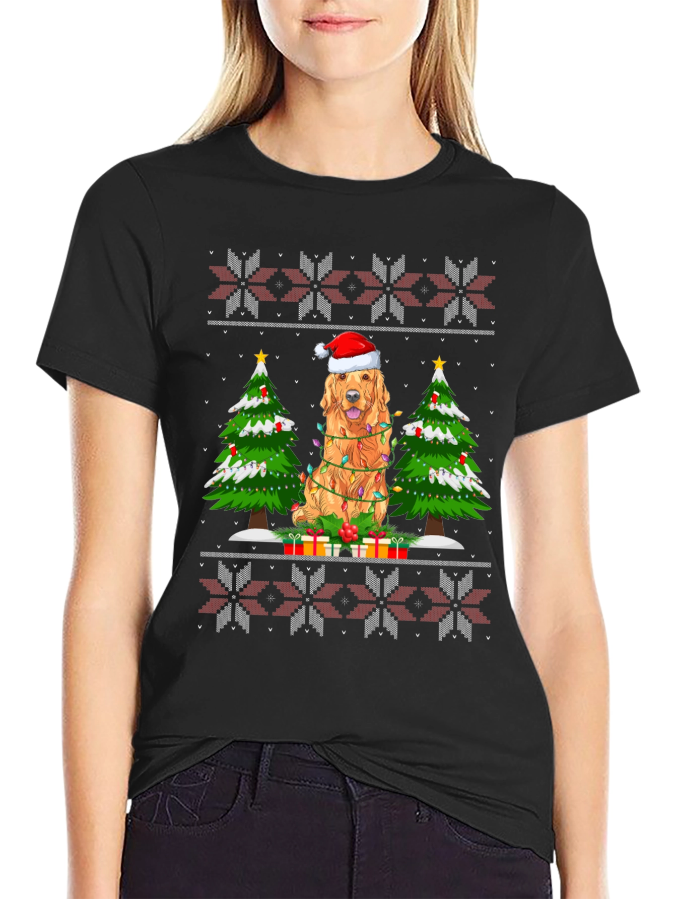 Festive Dog Christmas Tree Graphic Tee
