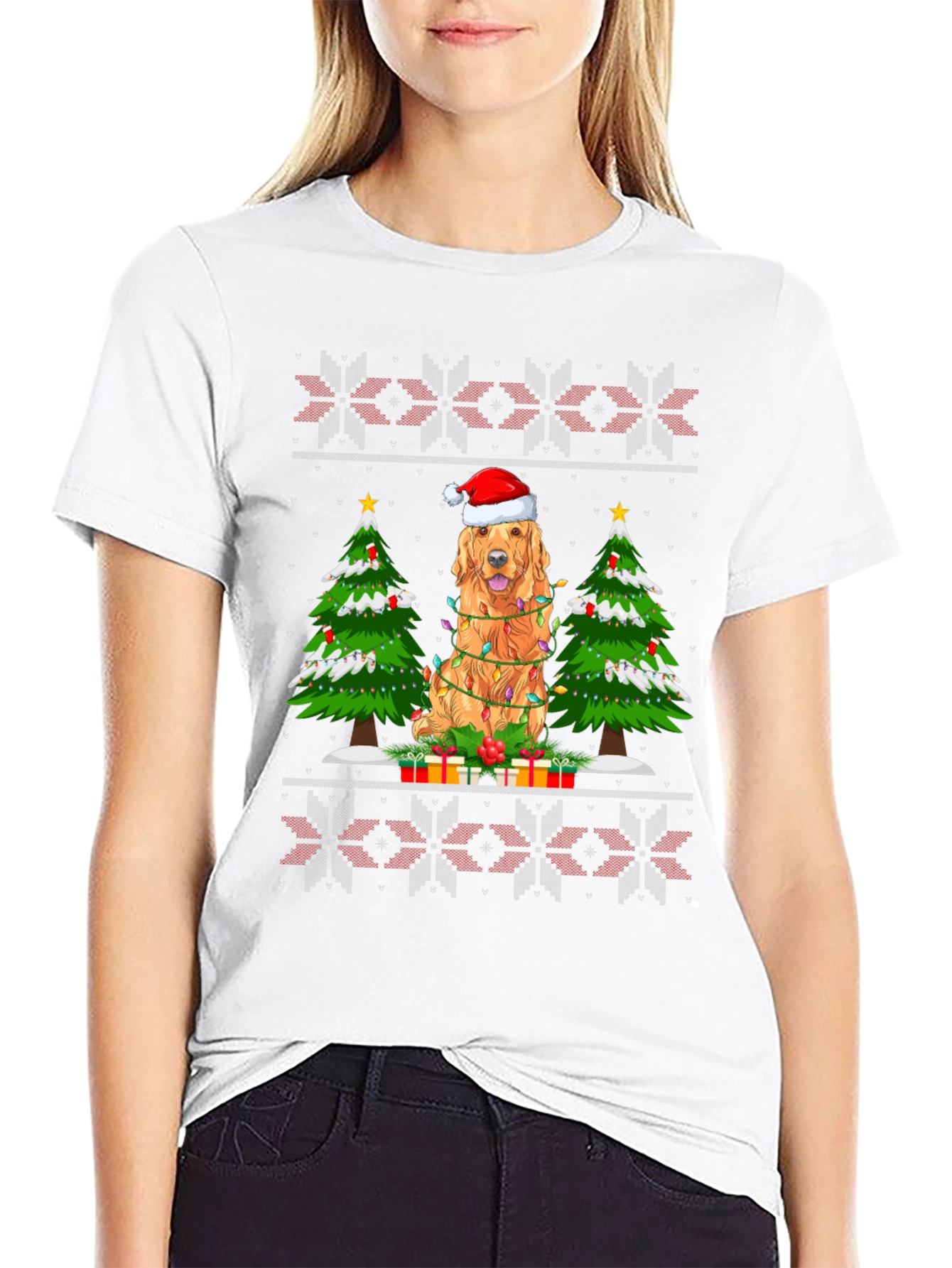 Festive Dog Christmas Tree Graphic Tee