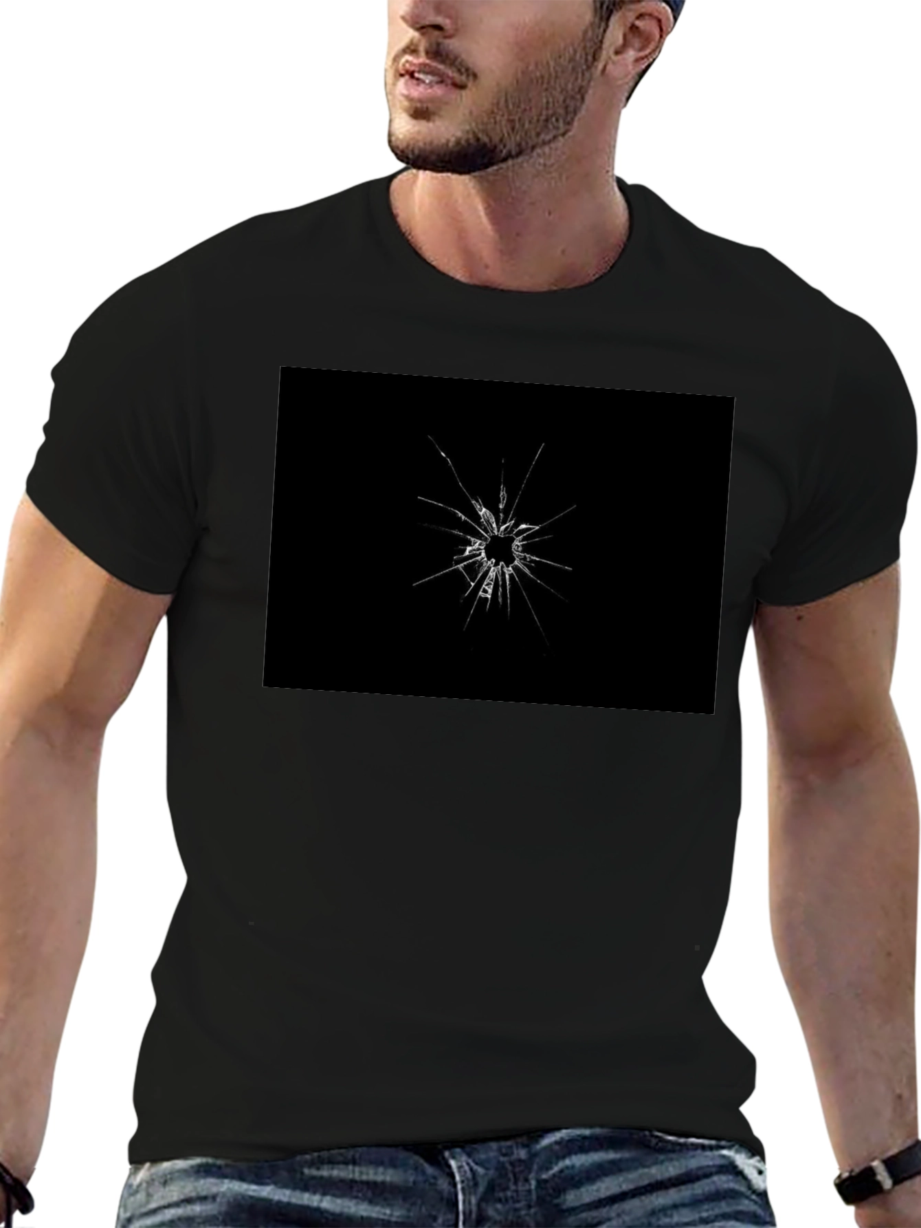 Shattered Glass Graphic Black T-Shirt