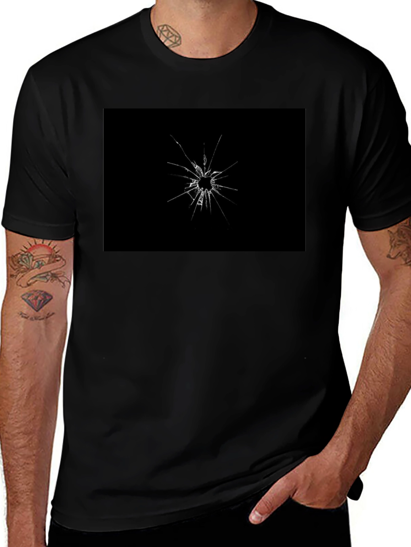 Shattered Glass Graphic Black T-Shirt