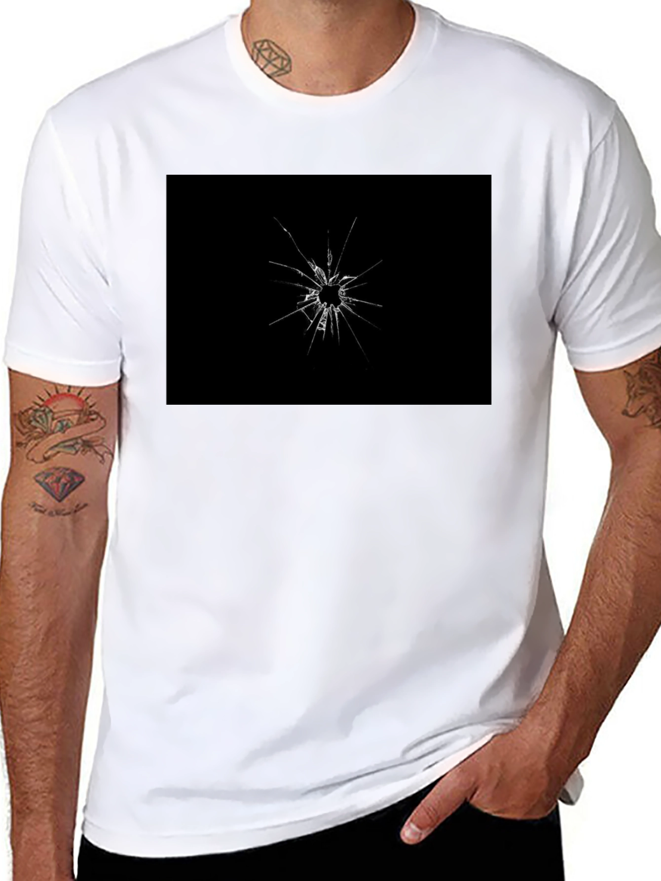 Shattered Glass Graphic Black T-Shirt