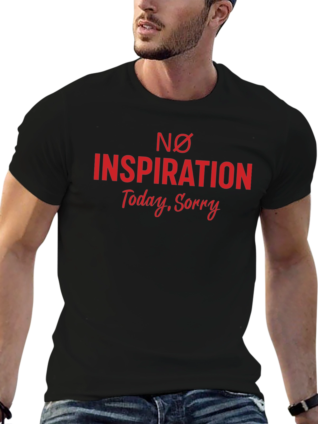 No Inspiration Graphic Tee - Black Cotton T-Shirt