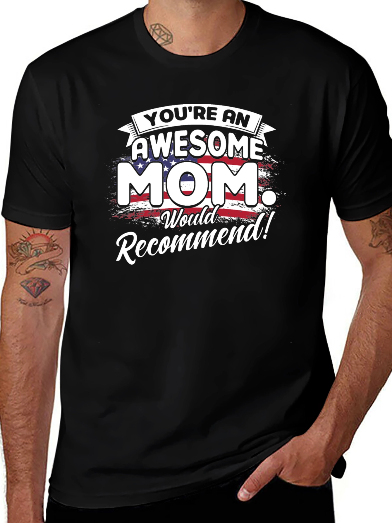 Awesome Mom Graphic Tee - Patriotic Mothers Day T-Shirt