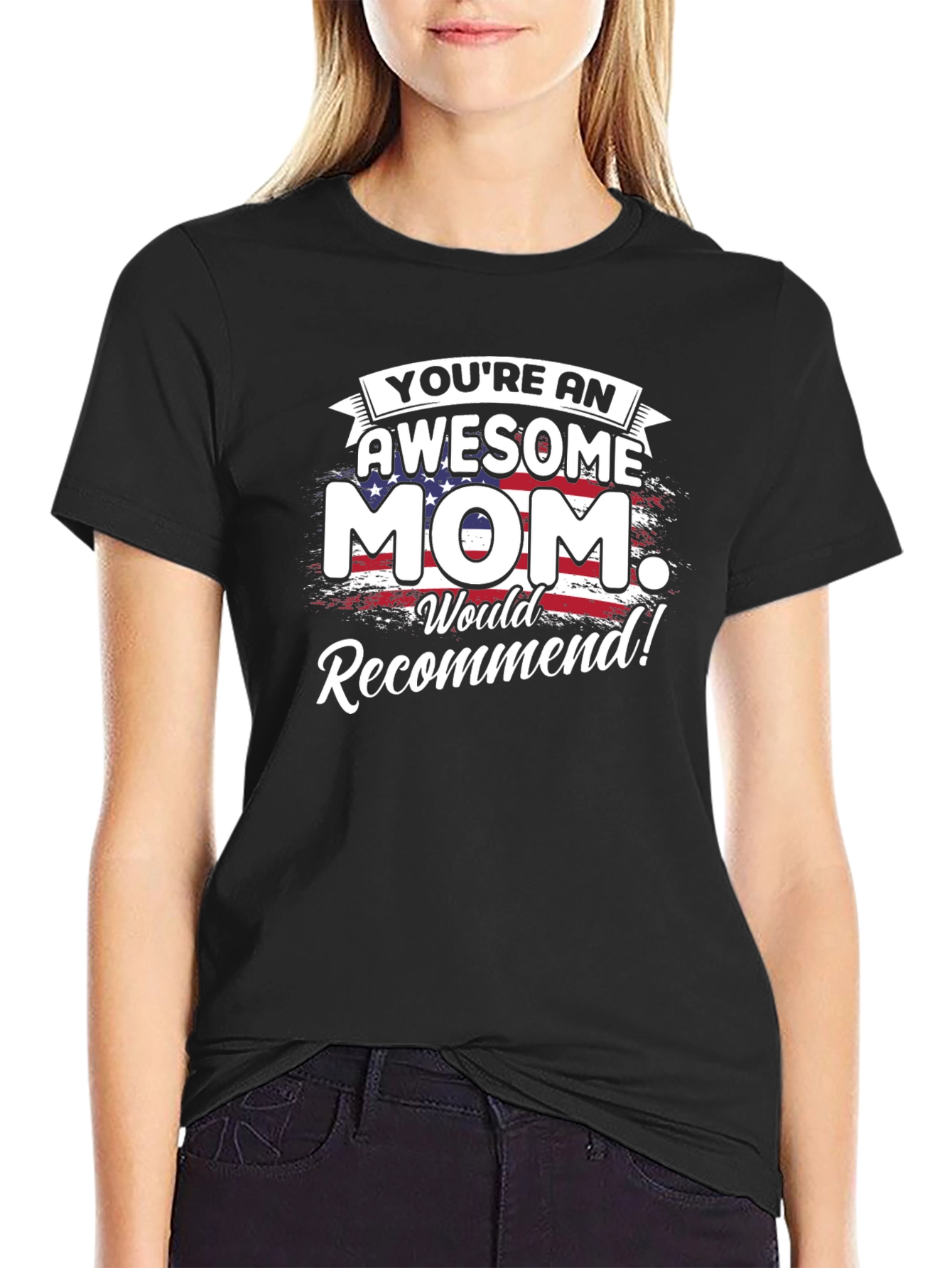 Awesome Mom Graphic Tee - Patriotic Mothers Day T-Shirt