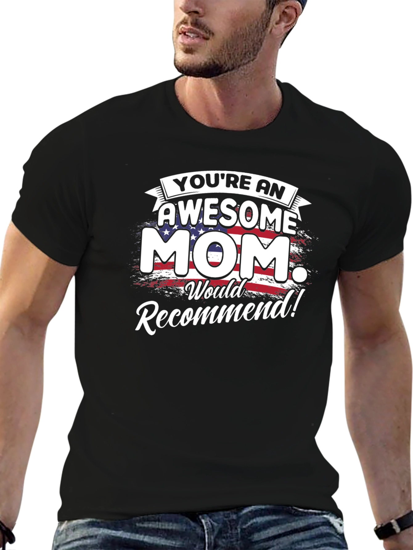 Awesome Mom Graphic Tee - Patriotic Mothers Day T-Shirt