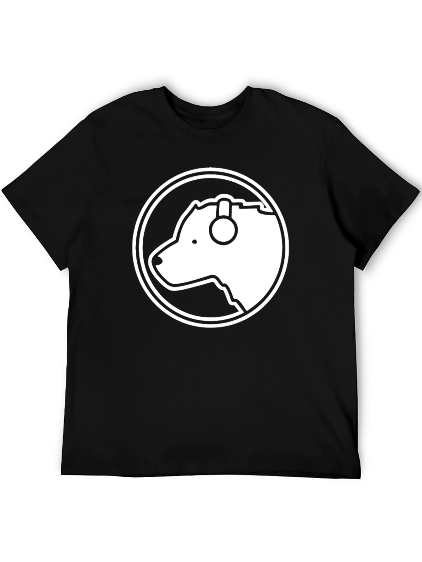 Bear with Headphones Black T-Shirt