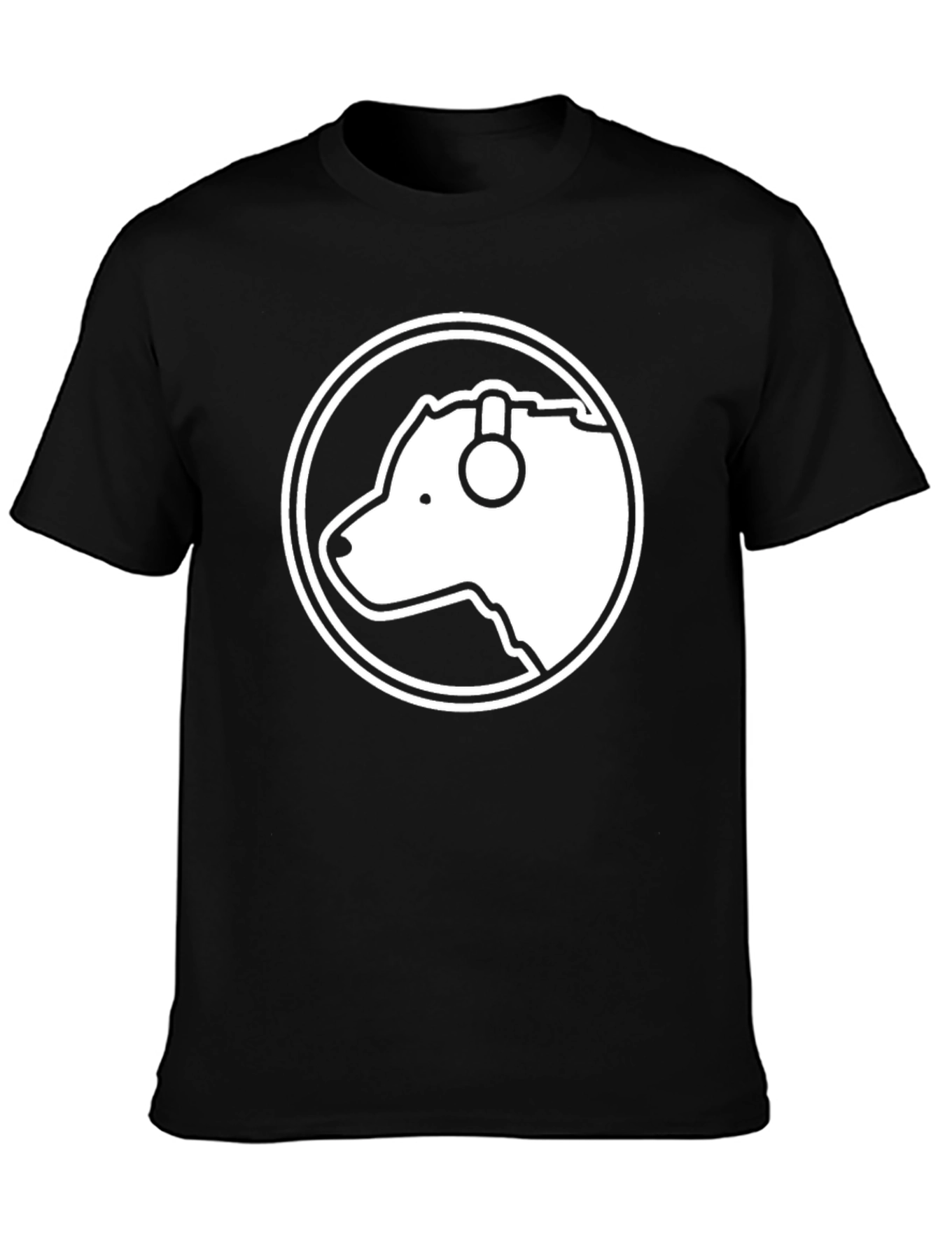 Bear with Headphones Black T-Shirt