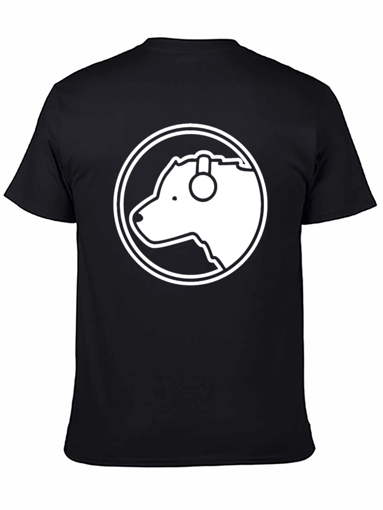 Bear with Headphones Black T-Shirt
