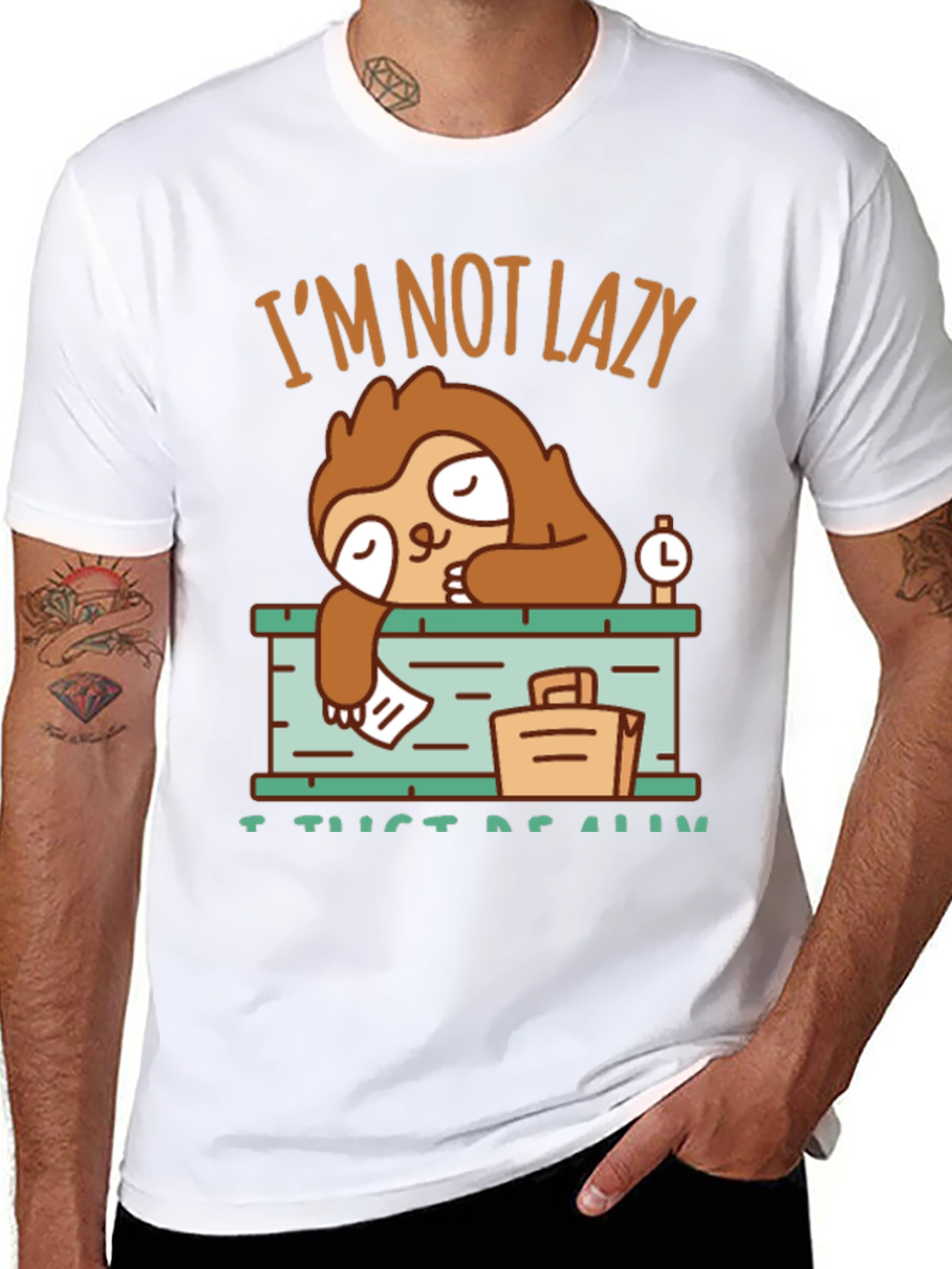 Lazy Sloth Graphic T-Shirt - I Just Need Rest!