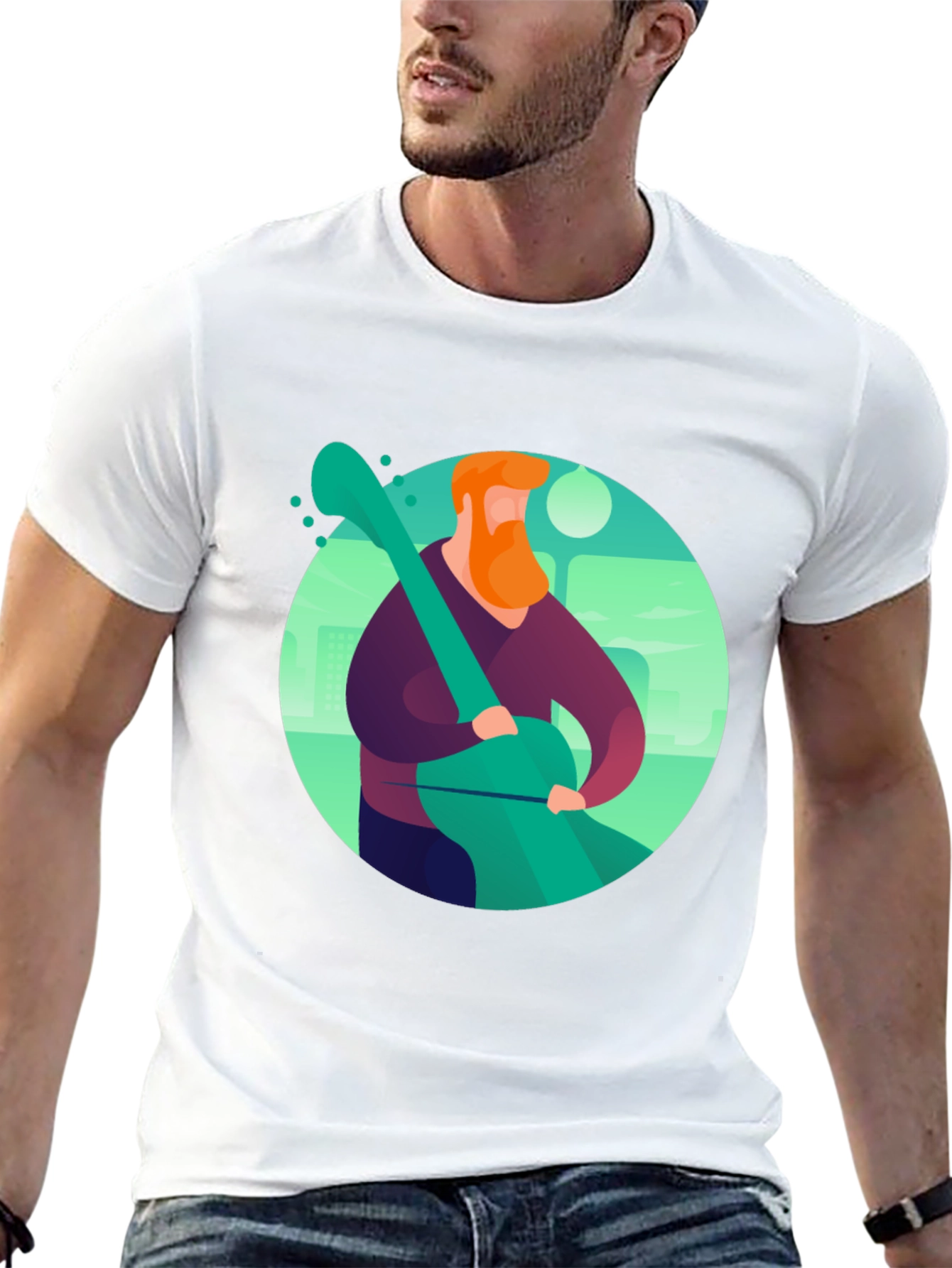 Guitar Man Graphic Tee - Black Cotton Blend