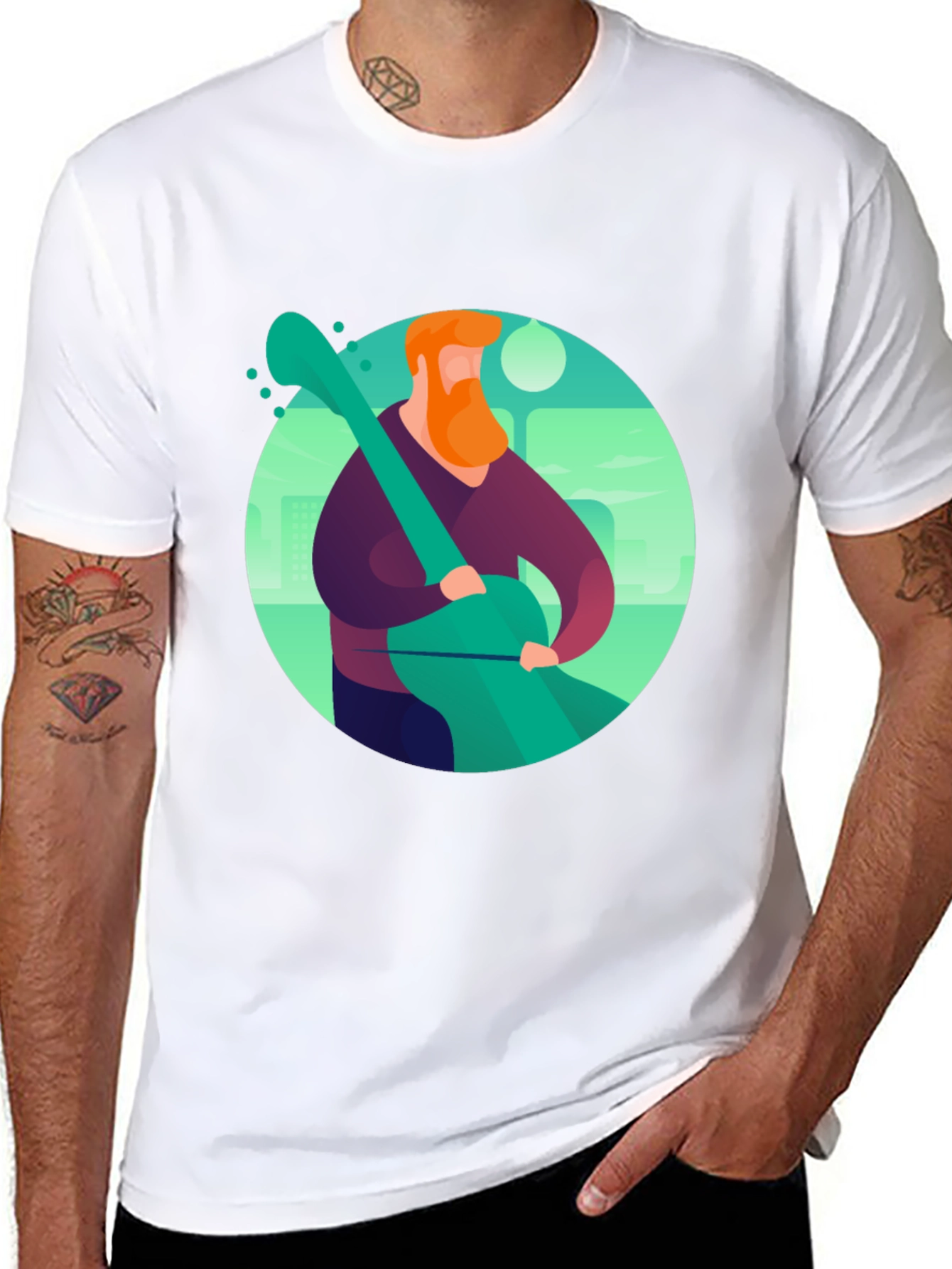 Guitar Man Graphic Tee - Black Cotton Blend
