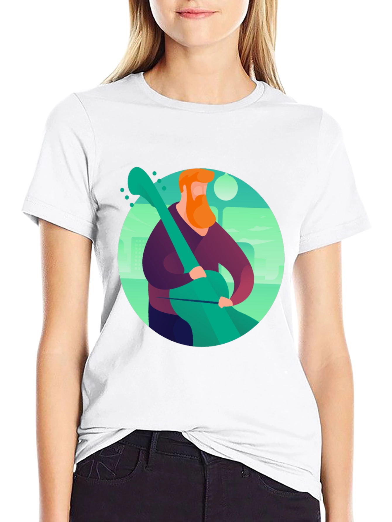 Guitar Man Graphic Tee - Black Cotton Blend