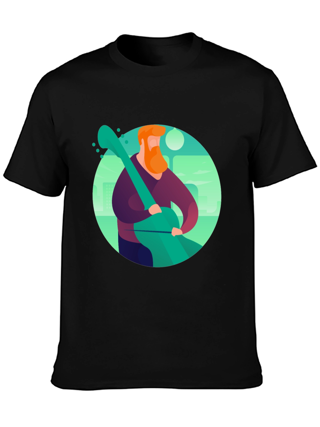 Guitar Man Graphic Tee - Black Cotton Blend